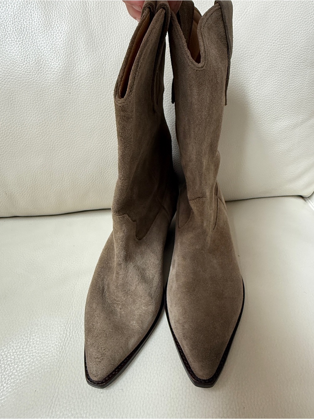 Isabel Marant Duerto 40MM Suede Western Boots Suede  Cowboy Taupe Sz 39 - Picture 4 of 10